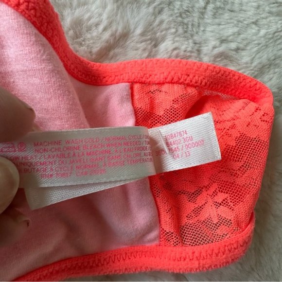 Victoria Secret PINK | Coral Lined Lace Bralette / Bandeau | Size Extra Small - Picture 13 of 15